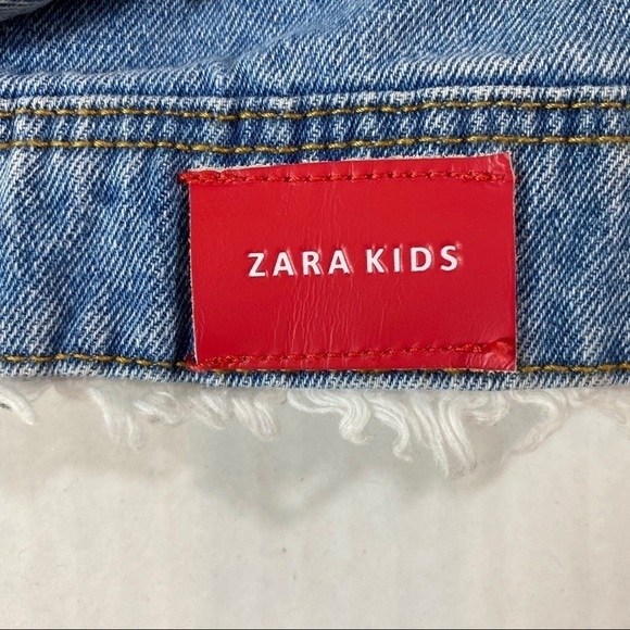 Zara Kids Girls Denim Jacket Sz 13-14 Raw Hem - Picture 8 of 11